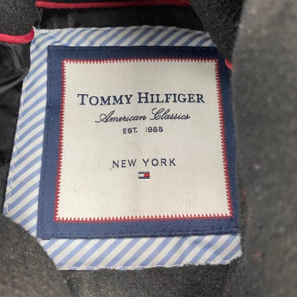 Tommy Hilfiger Long Trench Coat Jacket Women Size 14 Hooded - STITCHING DEFECT - Picture 4 of 12